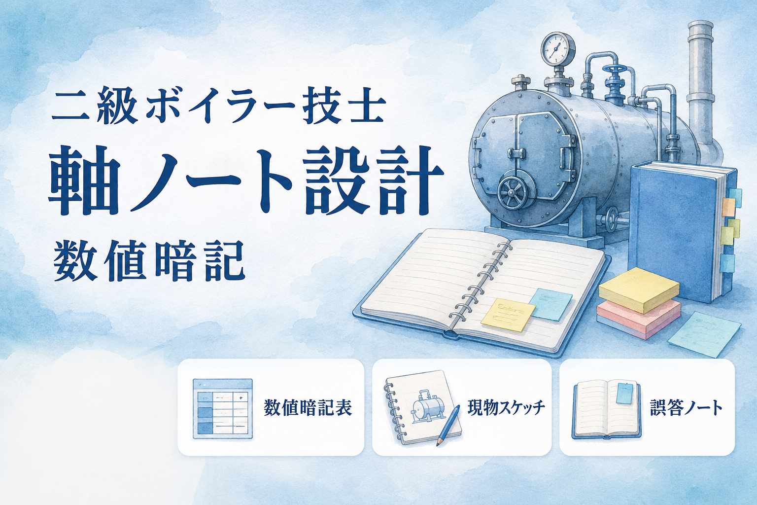 二級ボイラー技士 勉強ノートは A4 1 枚|数値暗記表と現物スケッチだけ書く設計