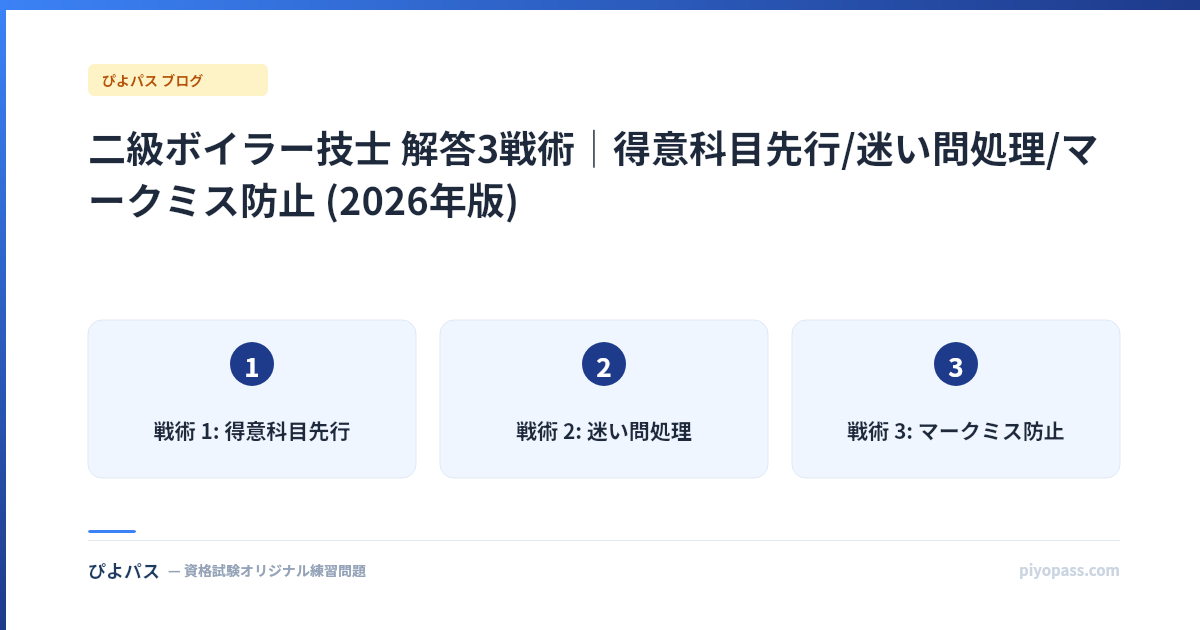 二級ボイラー技士 解答3戦術|得意科目先行/迷い問処理/マークミス防止 (2026年版)