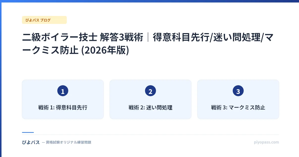 二級ボイラー技士 解答3戦術｜得意科目先行/迷い問処理/マークミス防止 (2026年版)