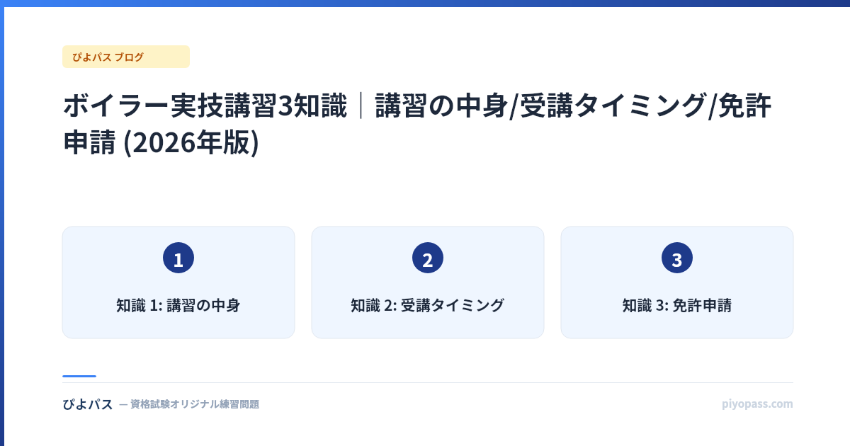 ボイラー実技講習3知識|講習の中身/受講タイミング/免許申請 (2026年版)