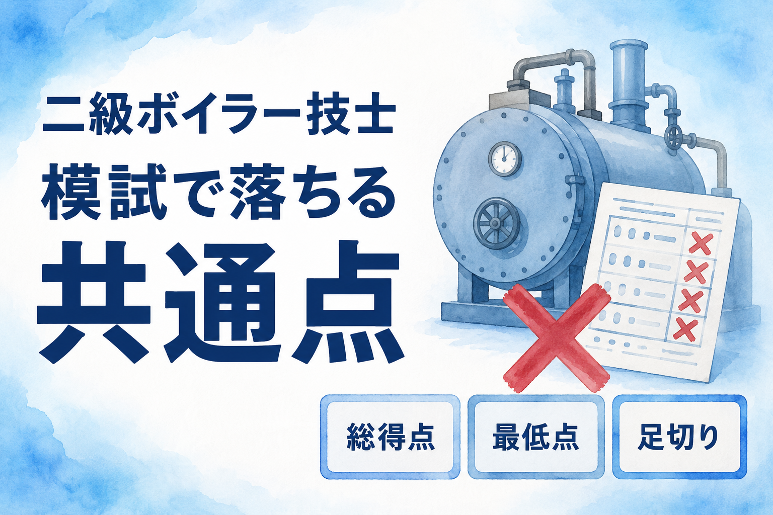 二級ボイラー技士 模試で 70% 取れても落ちる人の共通点|4 科目の最低点を見よ