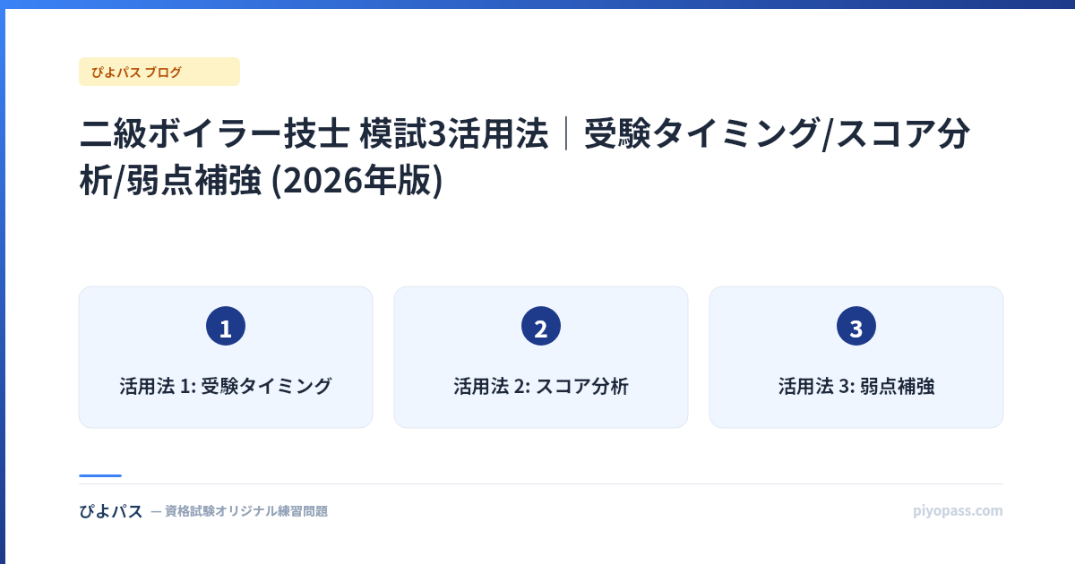 二級ボイラー技士 模試3活用法|受験タイミング/スコア分析/弱点補強 (2026年版)
