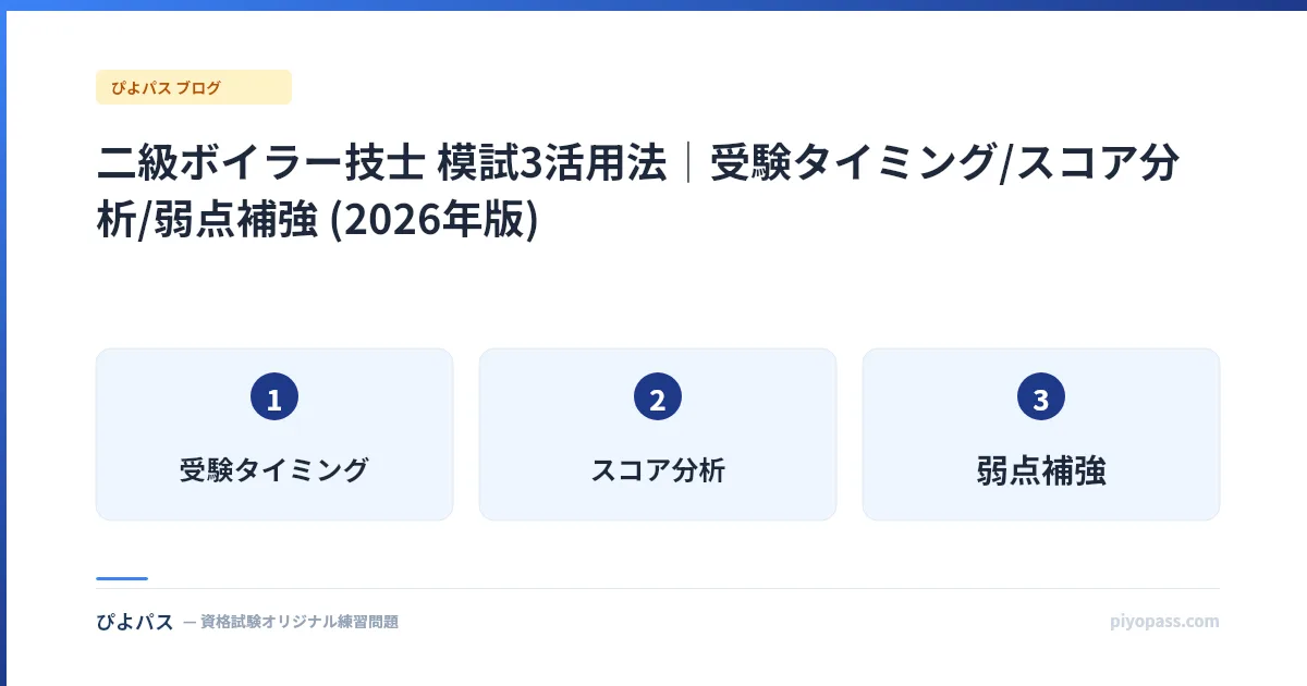 二級ボイラー技士 模試3活用法|受験タイミング/スコア分析/弱点補強 (2026年版)