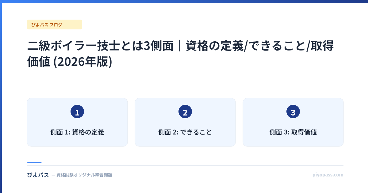 二級ボイラー技士とは3側面|資格の定義/できること/取得価値 (2026年版)