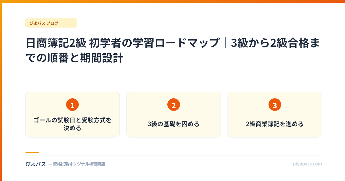 日商簿記2級 初学者の学習ロードマップ｜3級から2級合格までの順番と期間設計