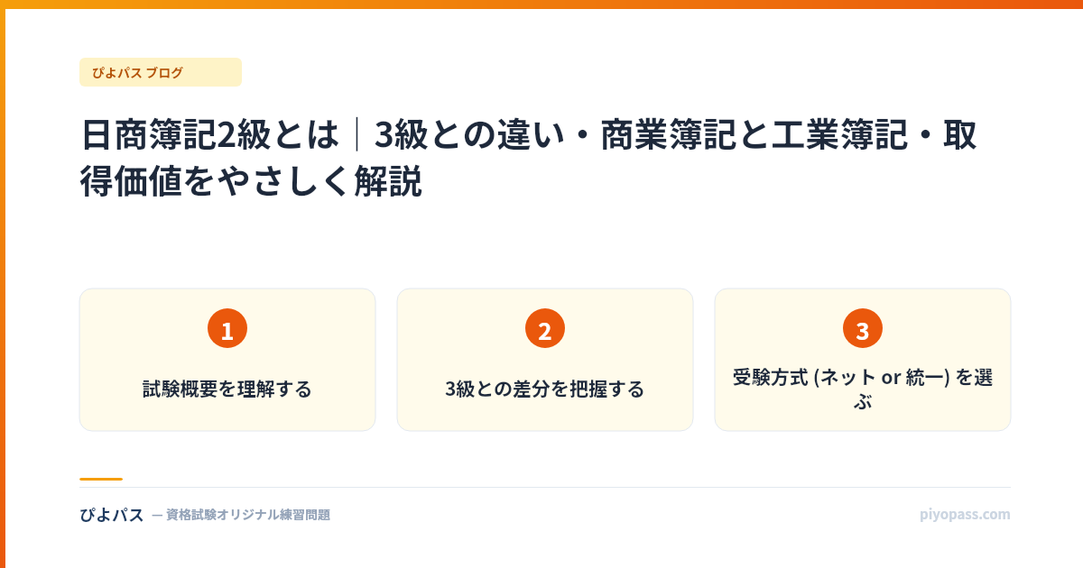日商簿記2級とは｜3級との違い・商業簿記と工業簿記・取得価値をやさしく解説