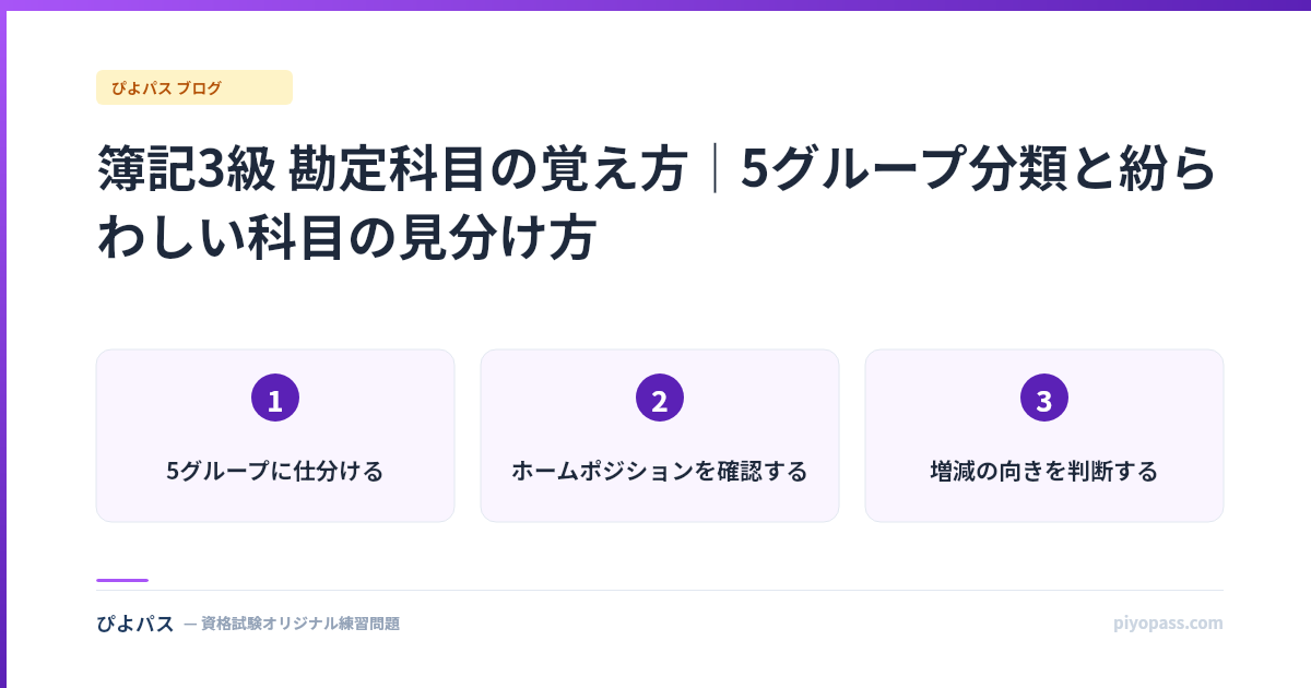 簿記3級 勘定科目の覚え方|5グループ分類と紛らわしい科目の見分け方