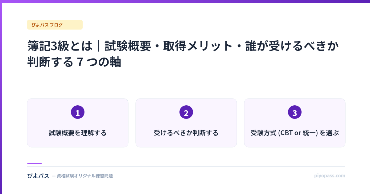 簿記3級とは｜試験概要・取得メリット・誰が受けるべきか判断する 7 つの軸