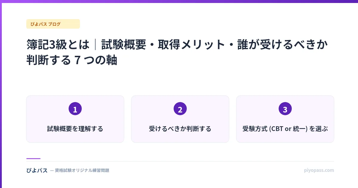 簿記3級とは｜試験概要・取得メリット・誰が受けるべきか判断する 7 つの軸