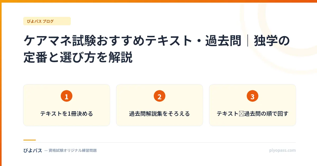 ケアマネ試験おすすめテキスト・過去問|独学の定番と選び方を解説