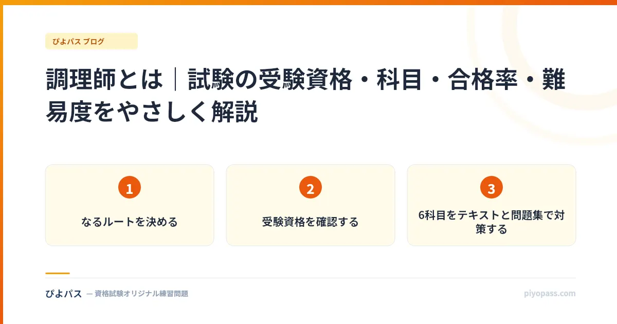 調理師とは|試験の受験資格・科目・合格率・難易度をやさしく解説