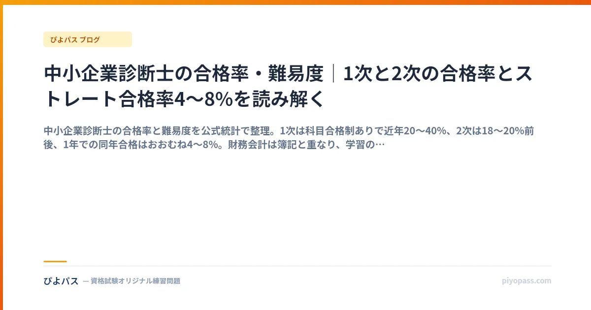 中小企業診断士の合格率・難易度|1次と2次の合格率とストレート合格率4〜8%を読み解く