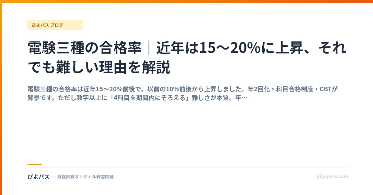 電験三種の合格率｜近年は15〜20%に上昇、それでも難しい理由を解説