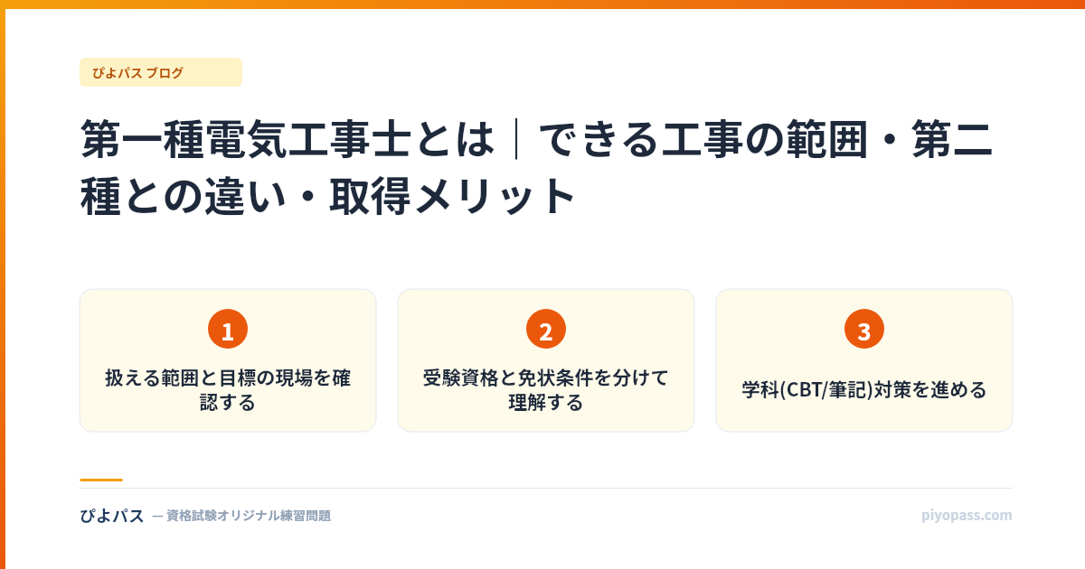 第一種電気工事士とは|できる工事の範囲・第二種との違い・取得メリット