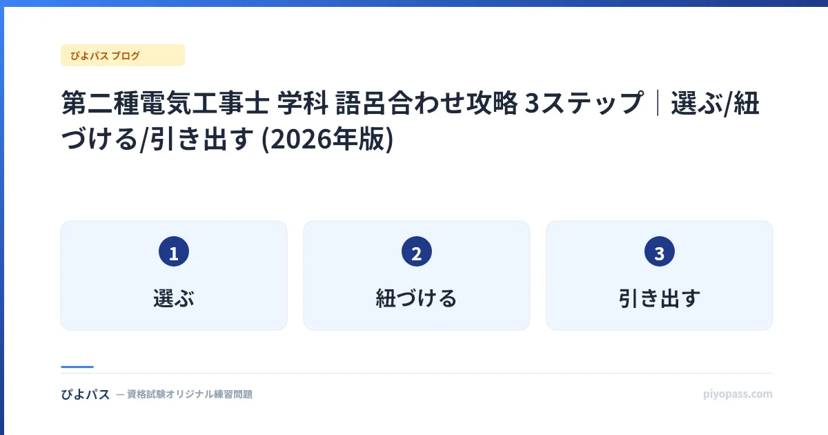 第二種電気工事士 学科 語呂合わせ攻略 3ステップ｜選ぶ/紐づける/引き出す (2026年版)