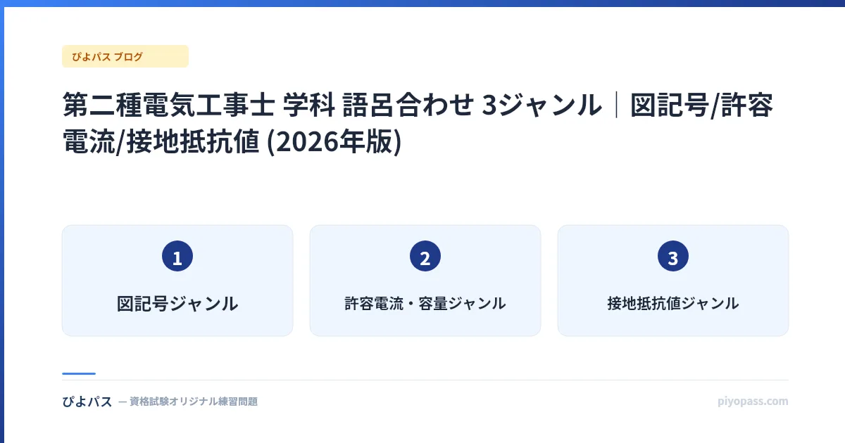 第二種電気工事士 学科 語呂合わせ 3ジャンル｜図記号/許容電流/接地抵抗値 (2026年版)