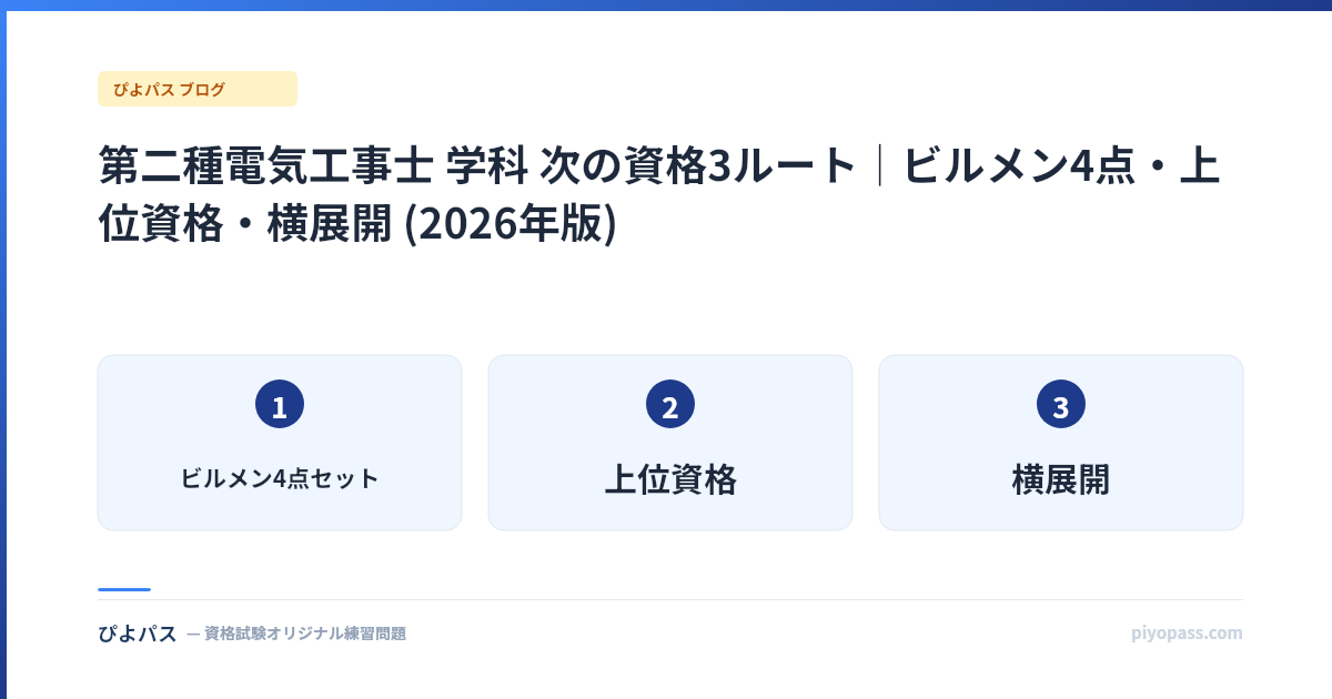 第二種電気工事士 学科 次の資格3ルート|ビルメン4点・上位資格・横展開 (2026年版)