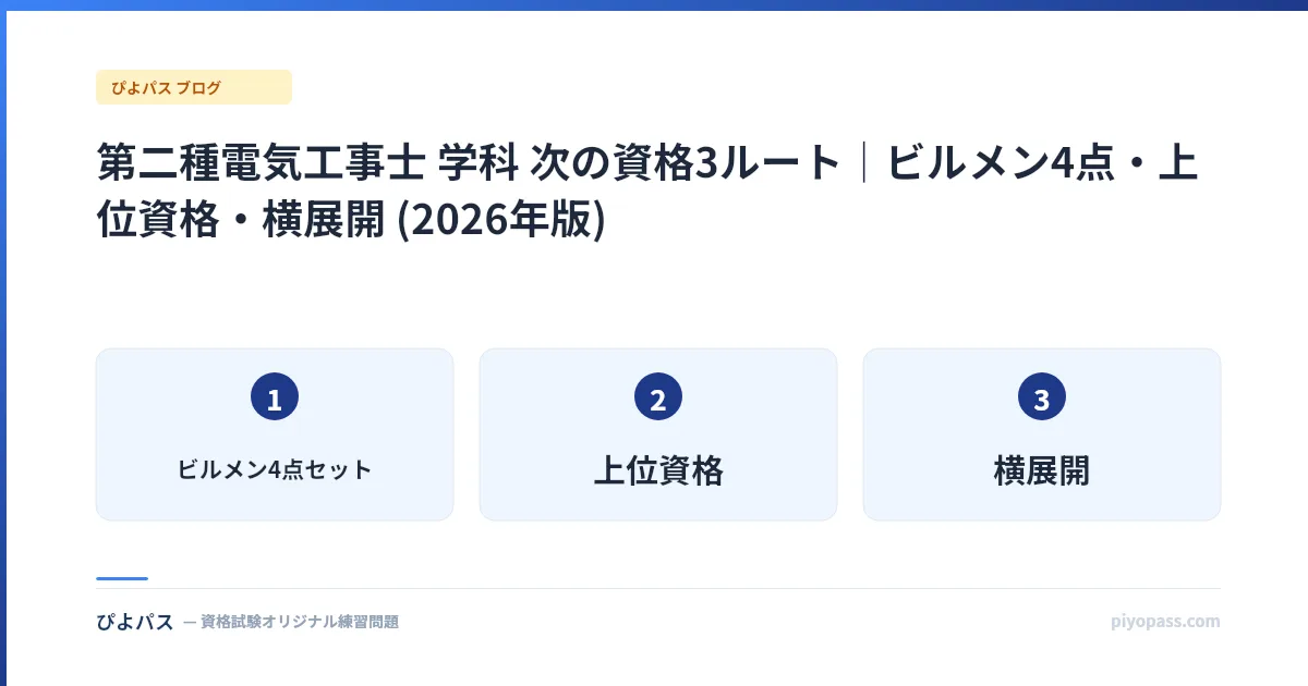 第二種電気工事士 学科 次の資格3ルート｜ビルメン4点・上位資格・横展開 (2026年版)
