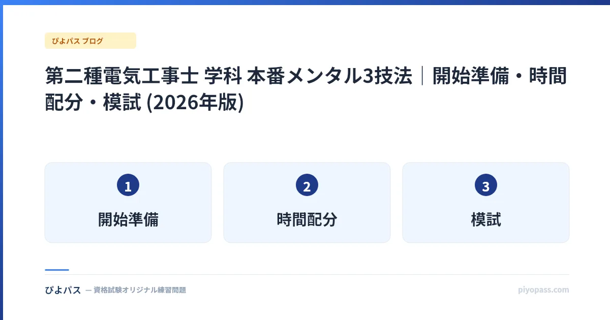 第二種電気工事士 学科 本番メンタル3技法|開始準備・時間配分・模試 (2026年版)
