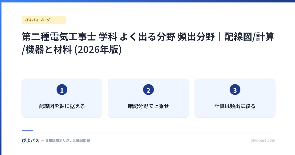 第二種電気工事士 学科 よく出る分野 頻出分野｜配線図/計算/機器と材料 (2026年版)