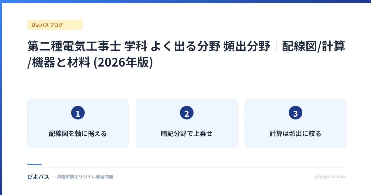 第二種電気工事士 学科 よく出る分野 頻出分野|配線図/計算/機器と材料 (2026年版)