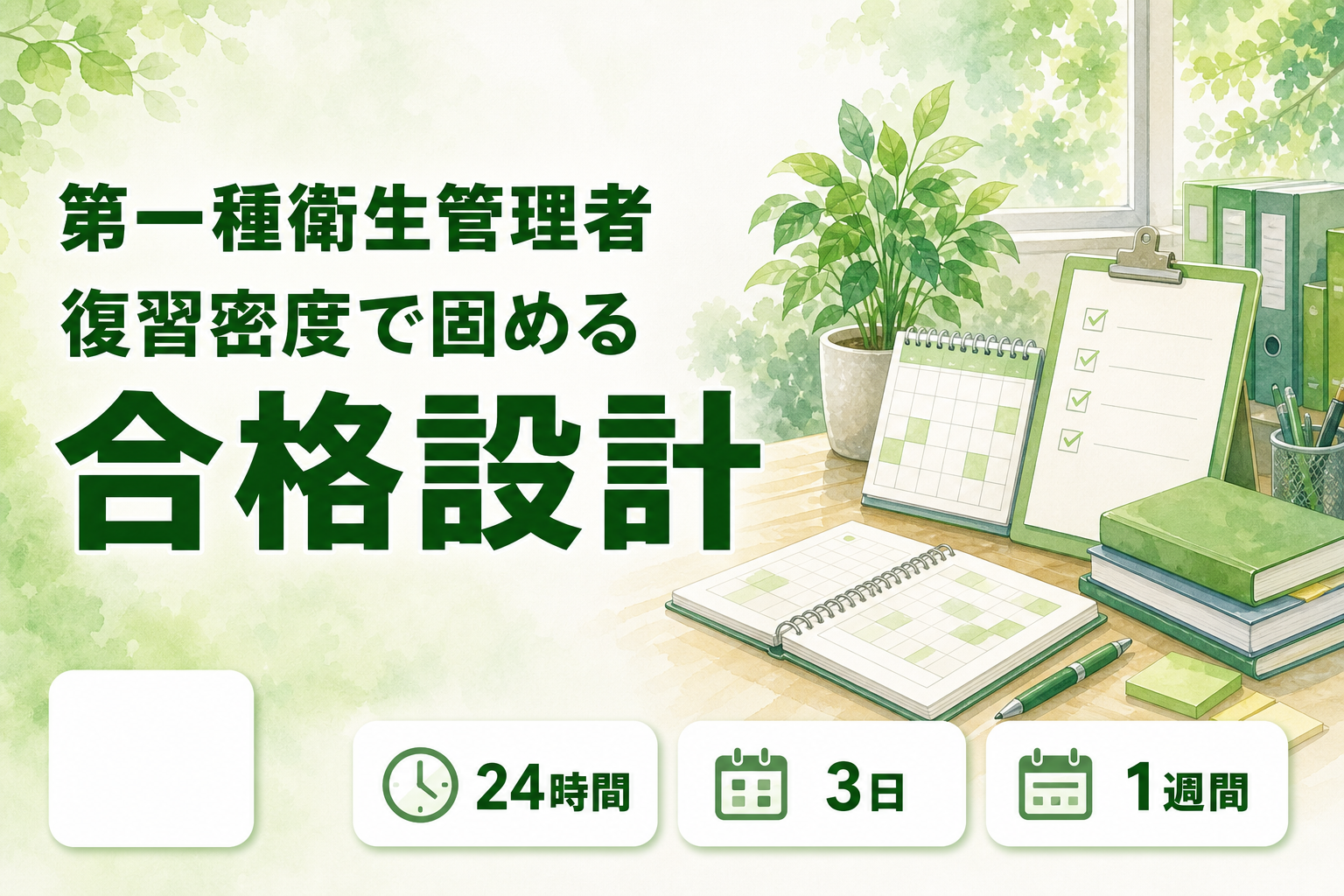 第一種衛生管理者 復習は 24 時間 / 3 日 / 1 週間サイクル|数値を忘れない最小コストの設計