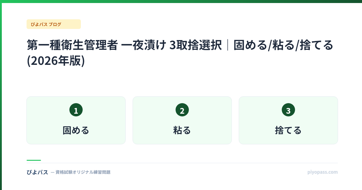 第一種衛生管理者 一夜漬け 3取捨選択|固める/粘る/捨てる (2026年版)