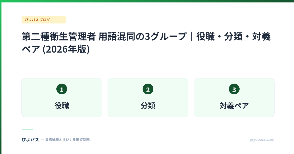 第二種衛生管理者 用語混同の3グループ|役職・分類・対義ペア (2026年版)