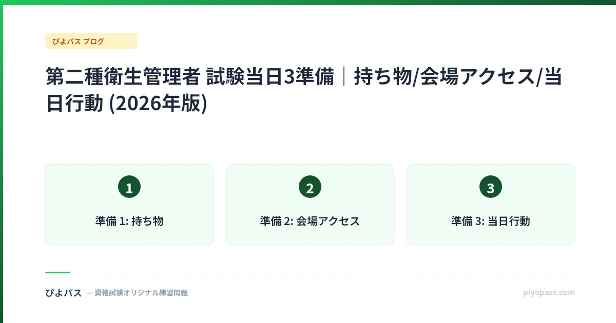 第二種衛生管理者 試験当日3準備｜持ち物/会場アクセス/当日行動 (2026年版)