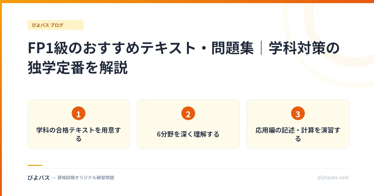 FP1級のおすすめテキスト・問題集|学科対策の独学定番を解説