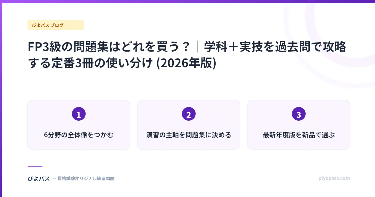 FP3級の問題集はどれを買う?|学科+実技を過去問で攻略する定番3冊の使い分け (2026年版)