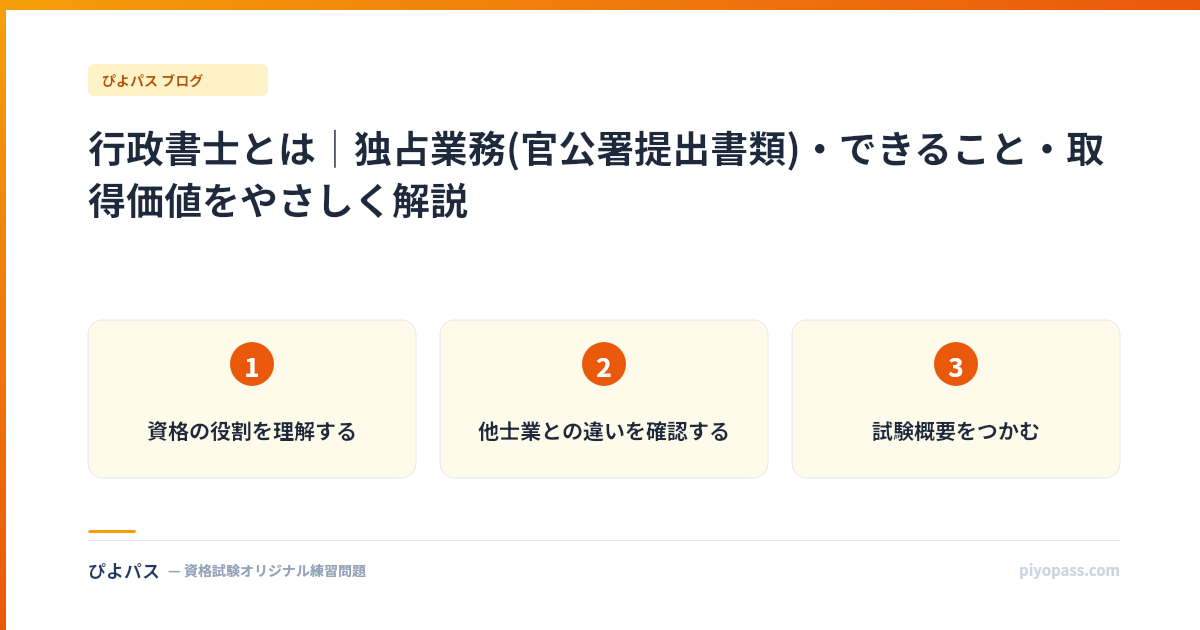 行政書士とは｜独占業務(官公署提出書類)・できること・取得価値をやさしく解説