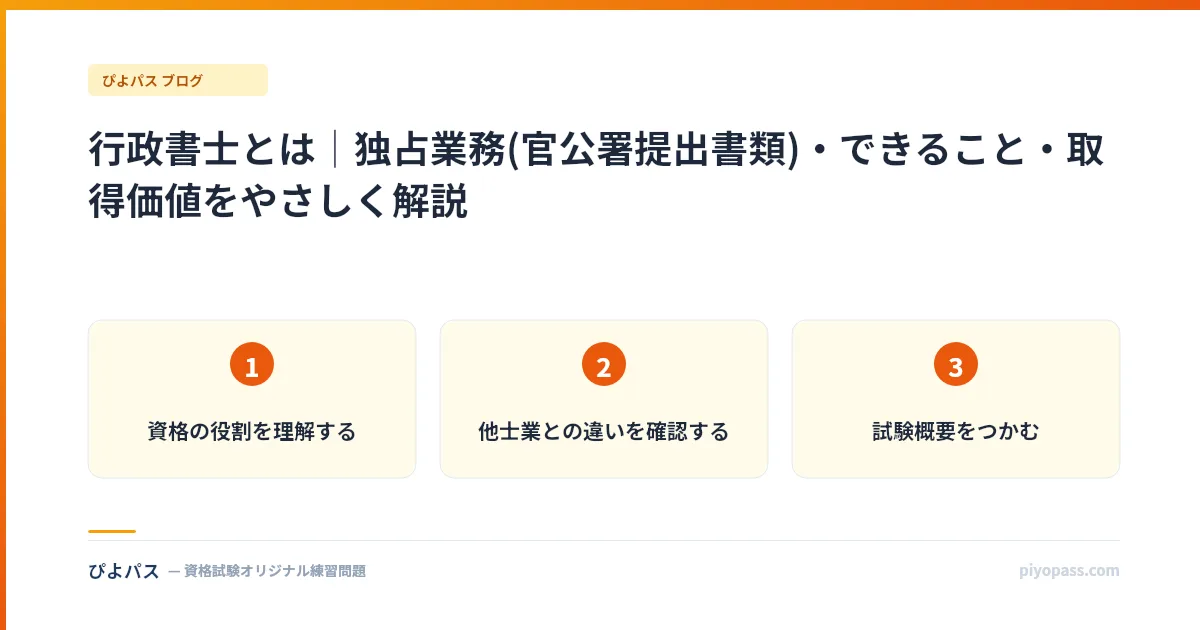 行政書士とは｜独占業務(官公署提出書類)・できること・取得価値をやさしく解説