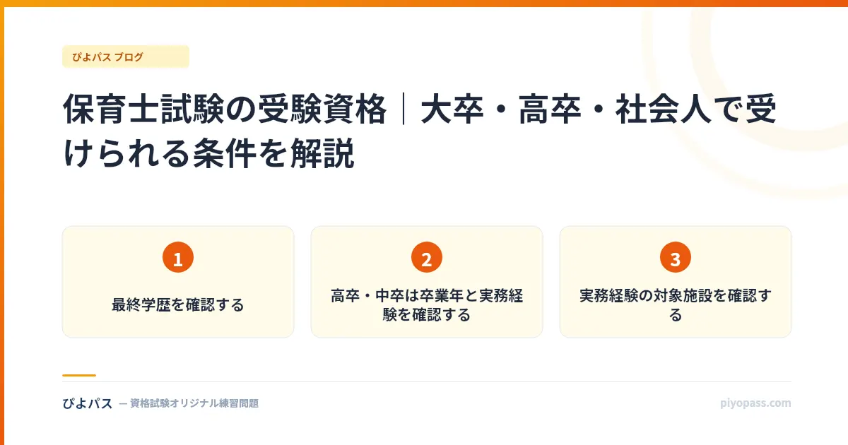 保育士試験の受験資格｜大卒・高卒・社会人で受けられる条件を解説