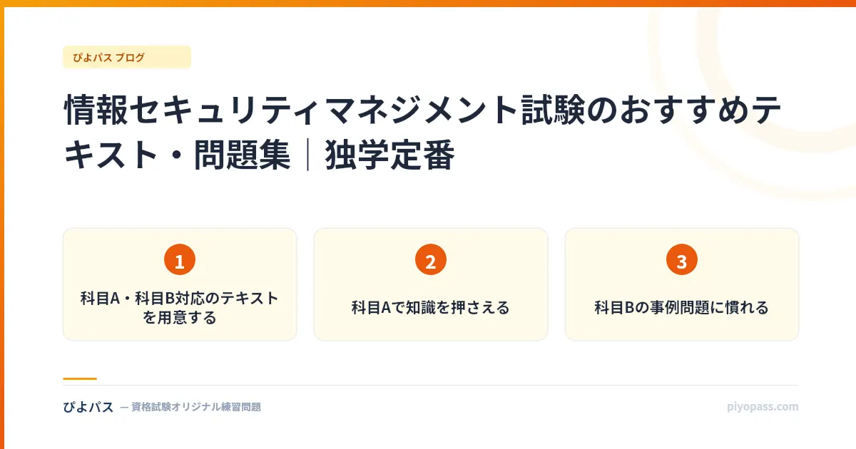 情報セキュリティマネジメント試験のおすすめテキスト・問題集｜独学定番