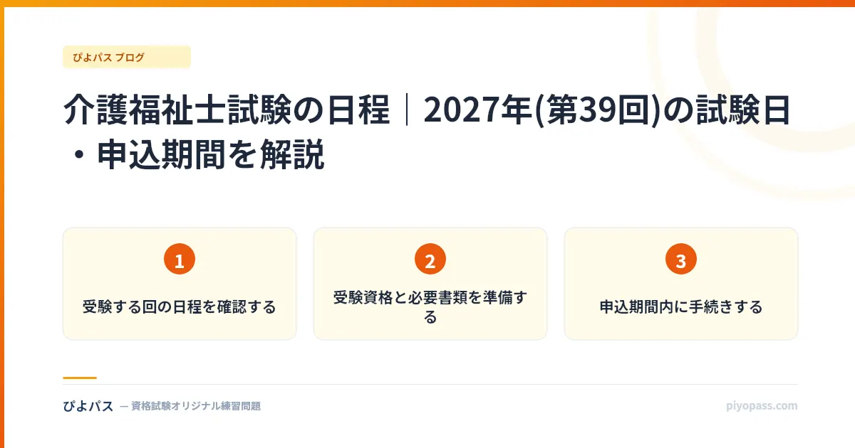 介護福祉士試験の日程｜2027年(第39回)の試験日・申込期間を解説