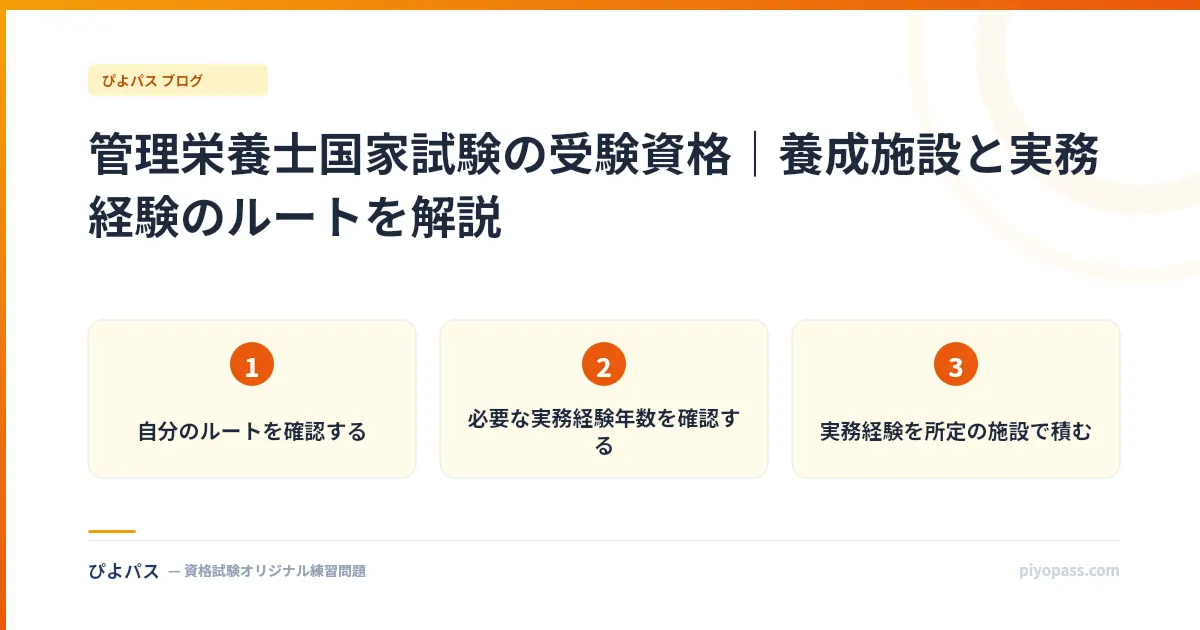 管理栄養士国家試験の受験資格|養成施設と実務経験のルートを解説