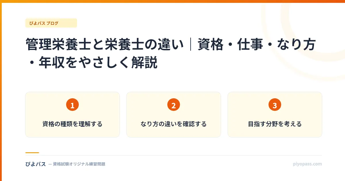 管理栄養士と栄養士の違い|資格・仕事・なり方・年収をやさしく解説