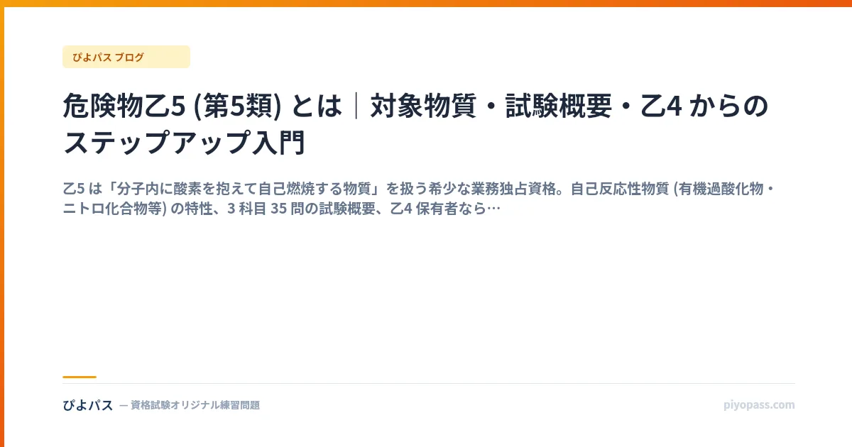 危険物乙5 (第5類) とは｜対象物質・試験概要・乙4 からのステップアップ入門