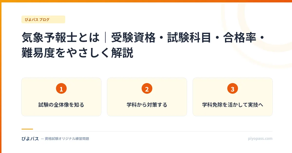 気象予報士とは|受験資格・試験科目・合格率・難易度をやさしく解説