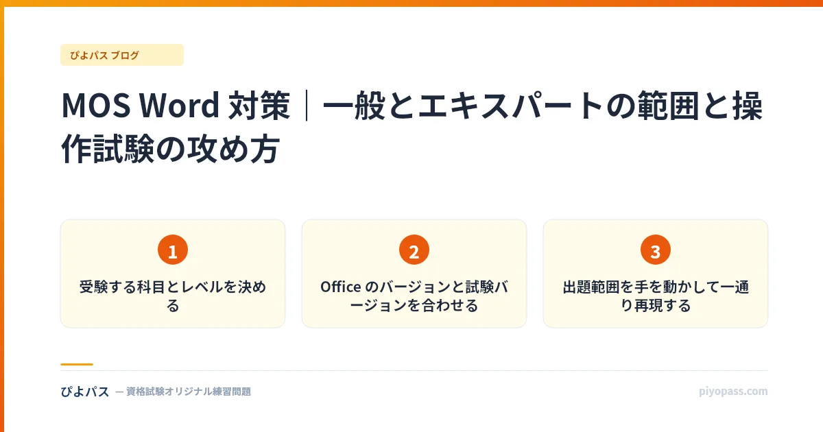 MOS Word 対策｜一般とエキスパートの範囲と操作試験の攻め方