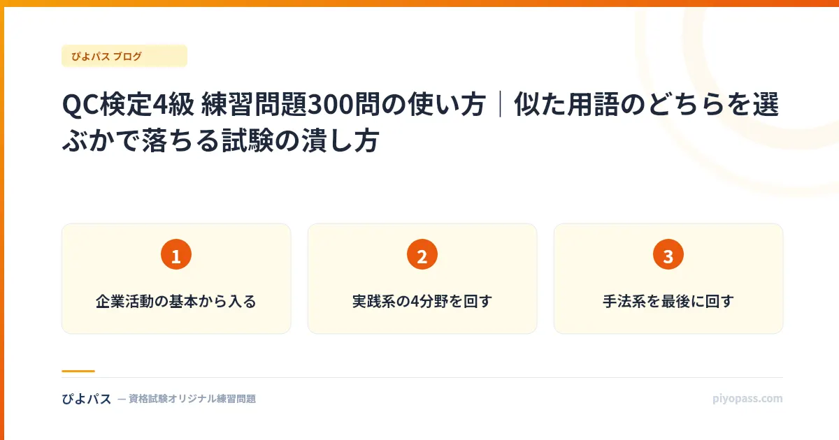 QC検定4級 練習問題300問の使い方|似た用語のどちらを選ぶかで落ちる試験の潰し方