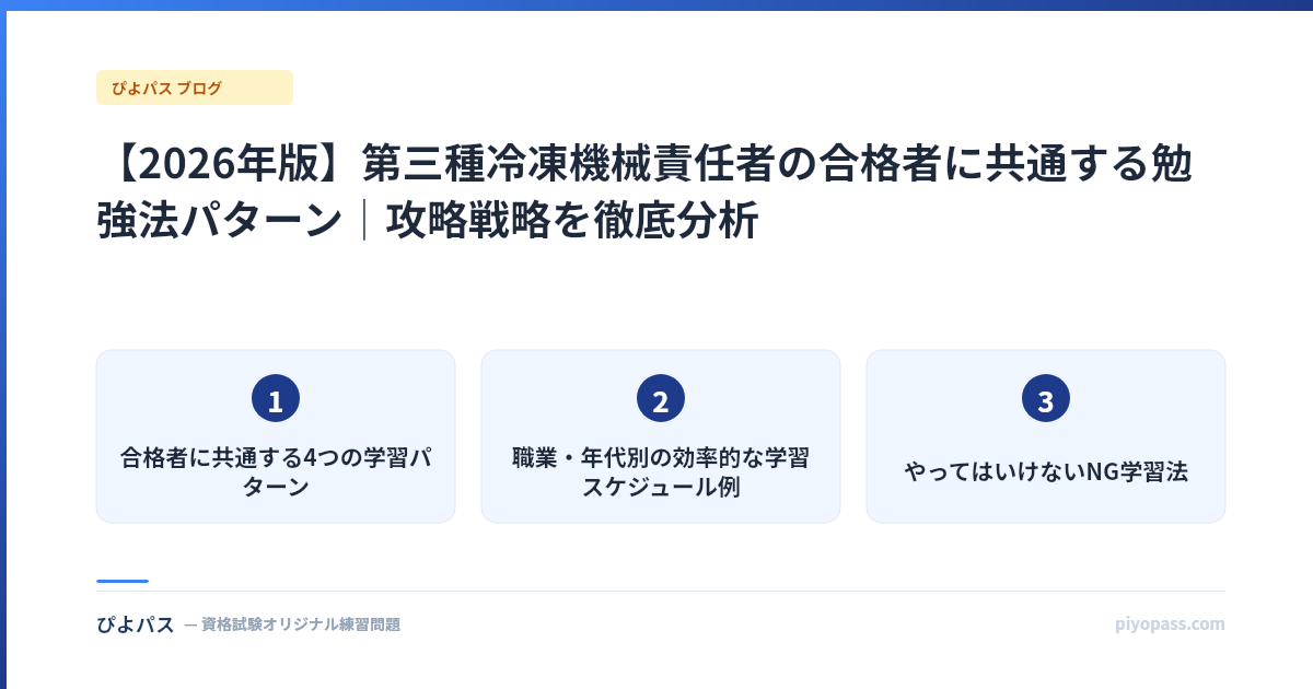 【2026年版】第三種冷凍機械責任者の合格者に共通する勉強法パターン|攻略戦略を徹底分析