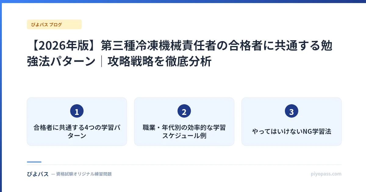 【2026年版】第三種冷凍機械責任者の合格者に共通する勉強法パターン|攻略戦略を徹底分析