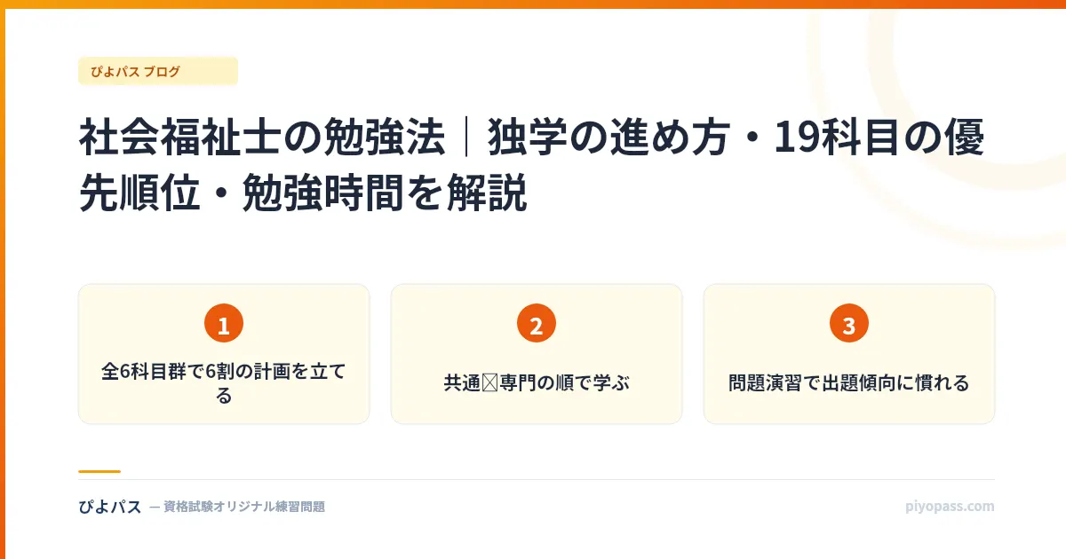 社会福祉士の勉強法|独学の進め方・19科目の優先順位・勉強時間を解説