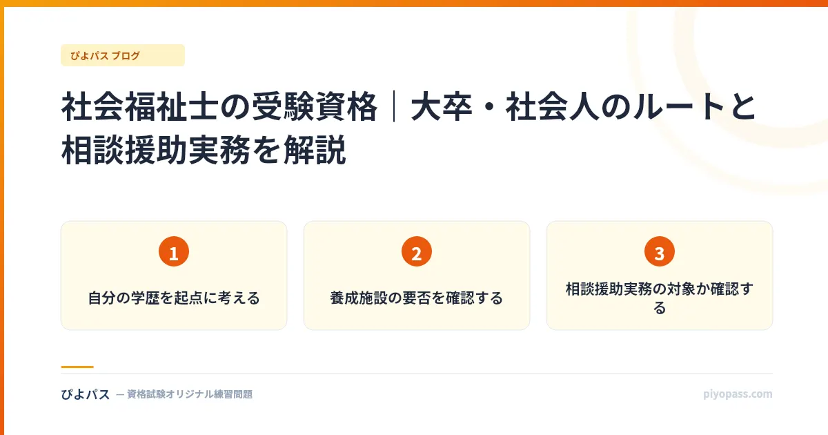 社会福祉士の受験資格｜大卒・社会人のルートと相談援助実務を解説