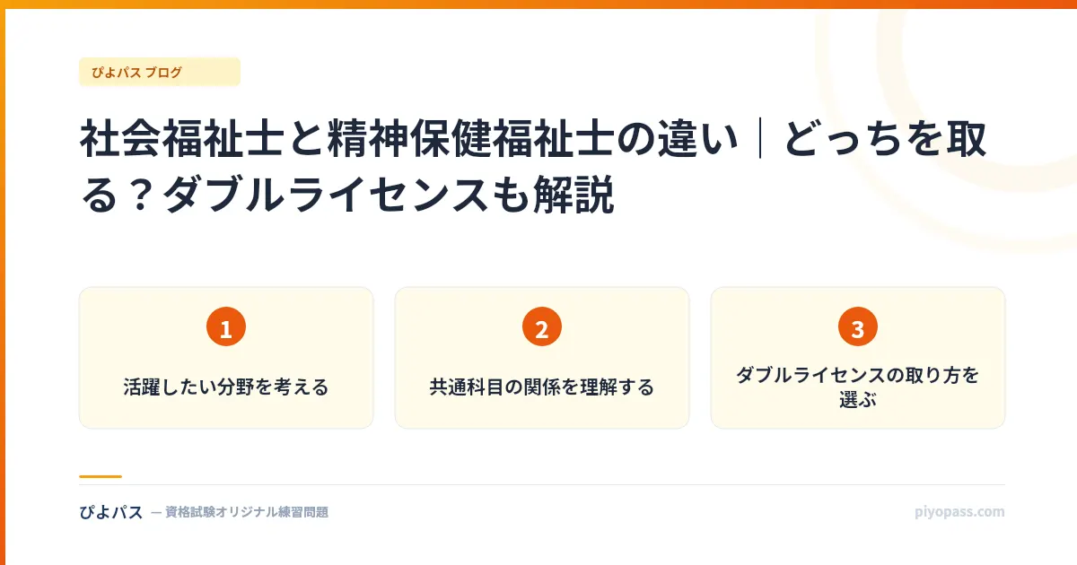社会福祉士と精神保健福祉士の違い|どっちを取る?ダブルライセンスも解説