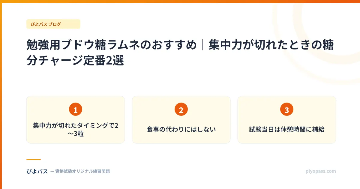 勉強用ブドウ糖ラムネのおすすめ｜集中力が切れたときの糖分チャージ定番2選