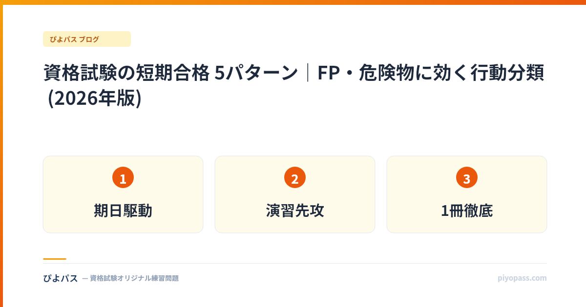 資格試験の短期合格 5パターン|FP・危険物に効く行動分類 (2026年版)