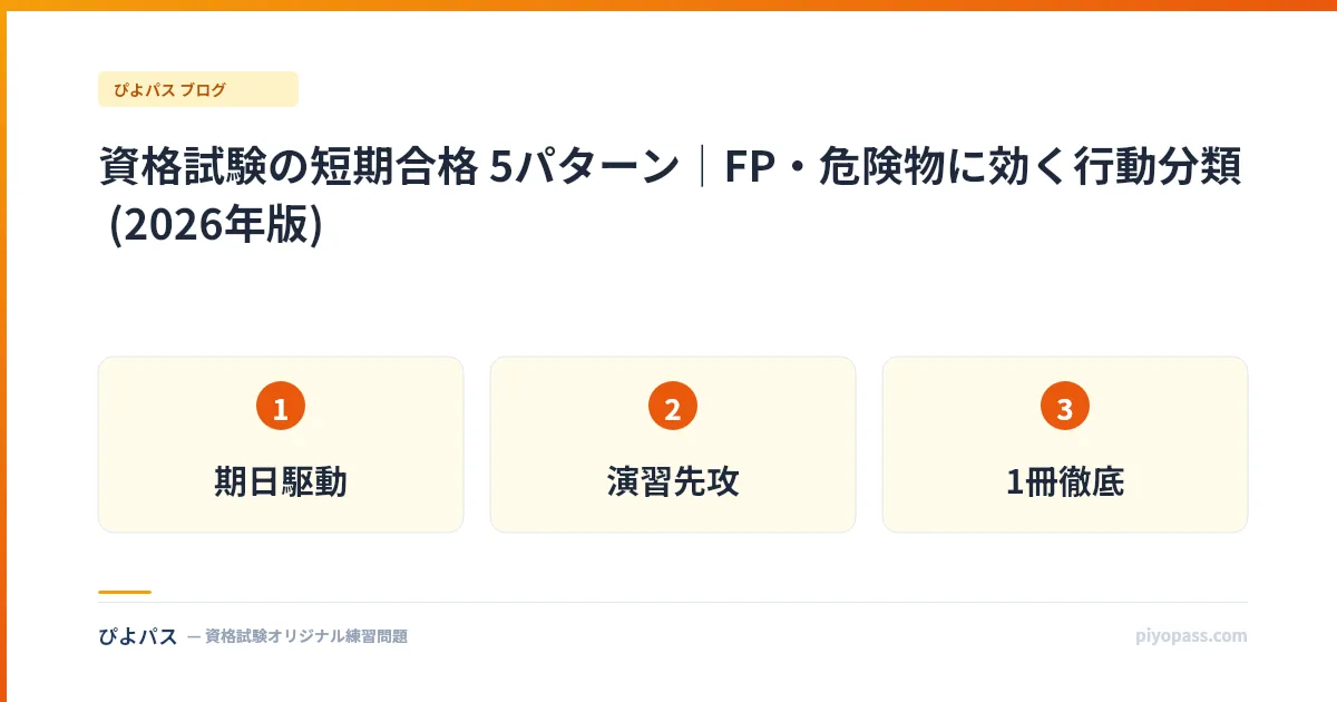 資格試験の短期合格 5パターン|FP・危険物に効く行動分類 (2026年版)